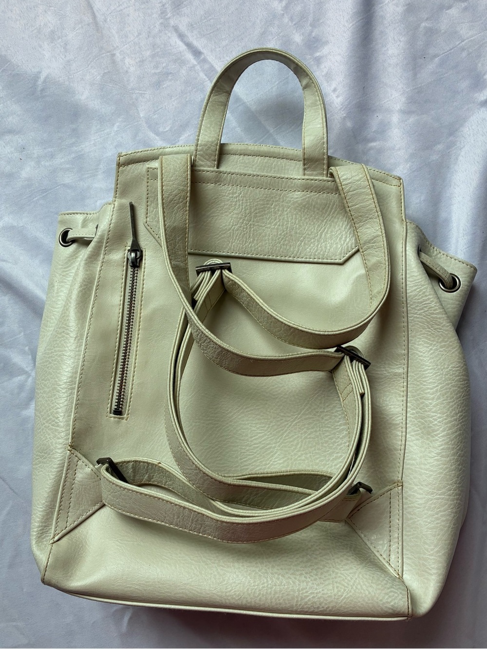 Matt & Nat Cream Drawstring Flap Backpack - Picture 4 of 4